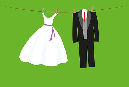 Séchage des robes de mariée